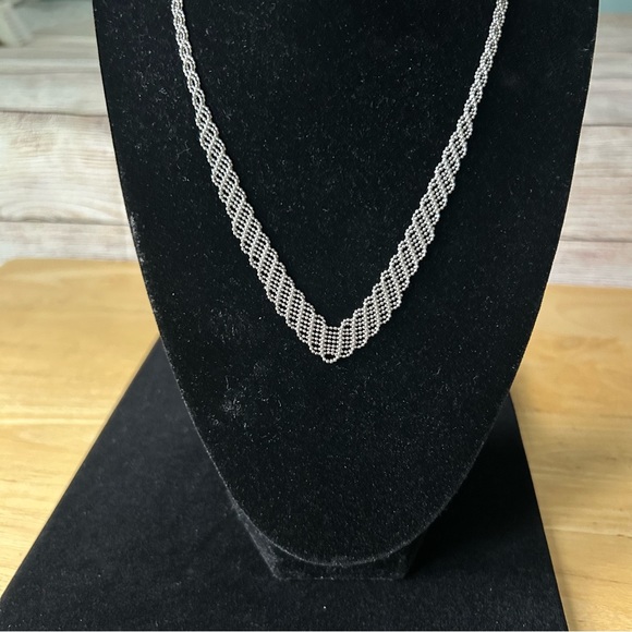 NWOT Sterling Silver Woven V Necklace - Picture 2 of 7